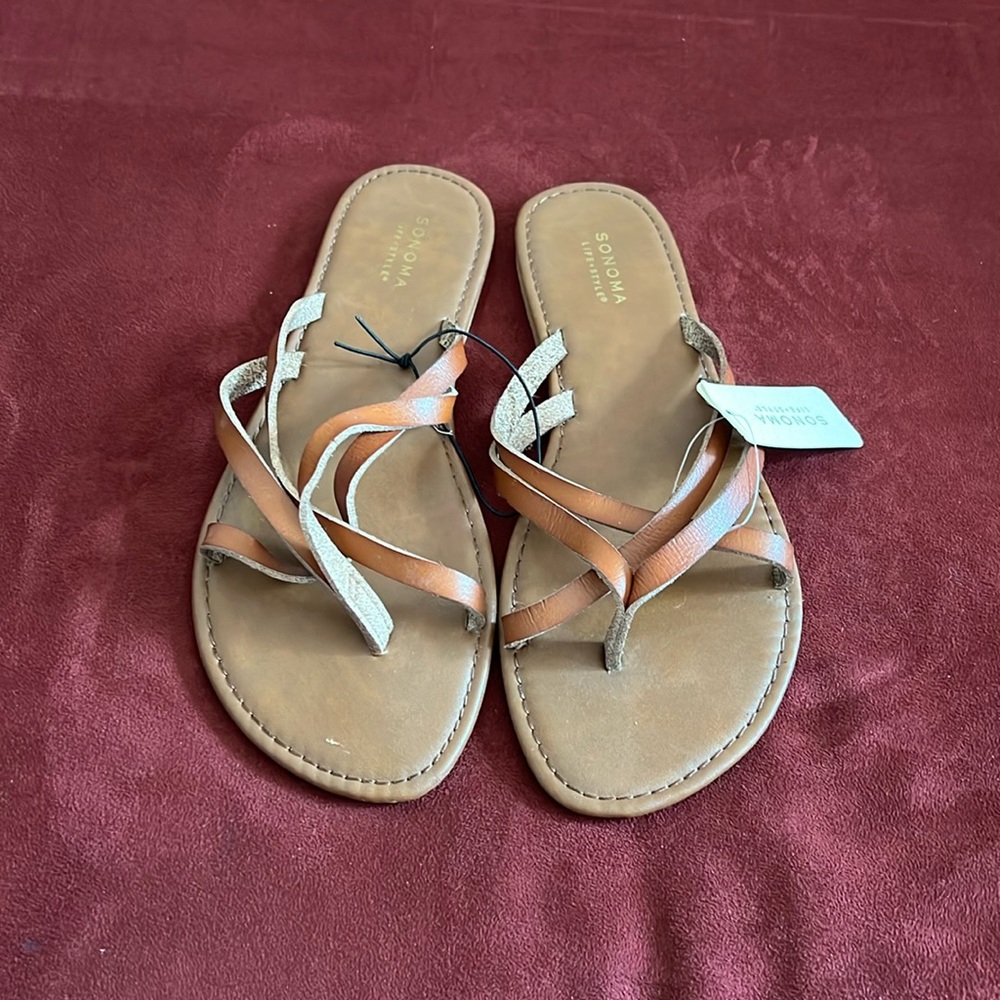 NWT Sonoma Brown strappy leather sandals (size M 7/8)